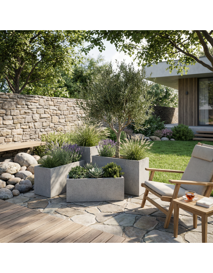 ECKIG Hafif Beton Saksı 