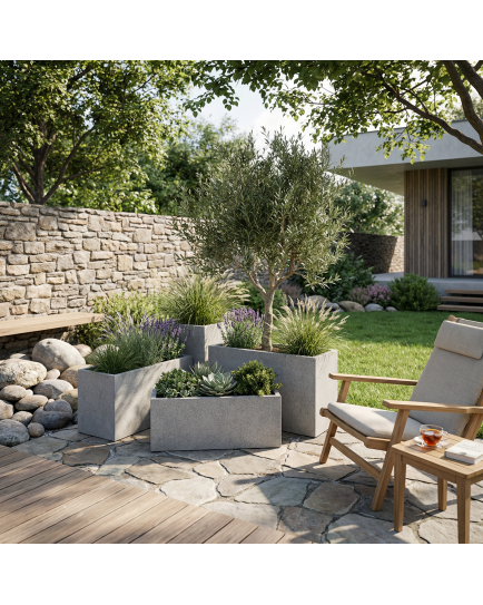 Eckig - Hafif Beton Saksı