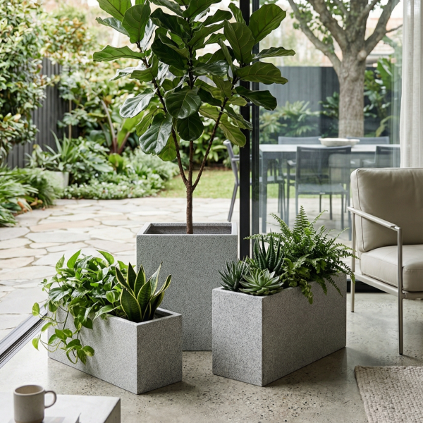 Eckig - Hafif Beton Saksı