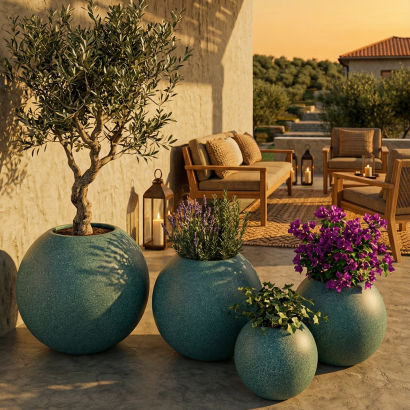 ROUND Hafif Beton Saksı 